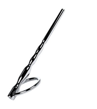 Уретральный плаг елочка с кольцом на основании Toyfa Metal серебро 10,5 см