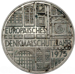 Germany, 5 Mark 1975 – European Heritage Year (Stuttgart Mint - "F"), AU