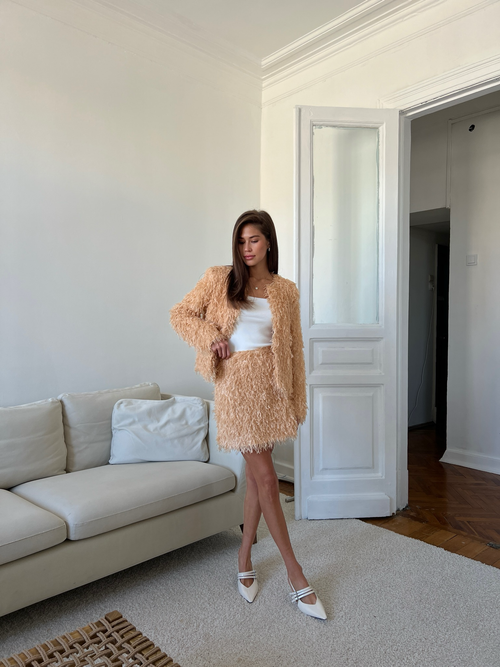 Юбка травка мини персик