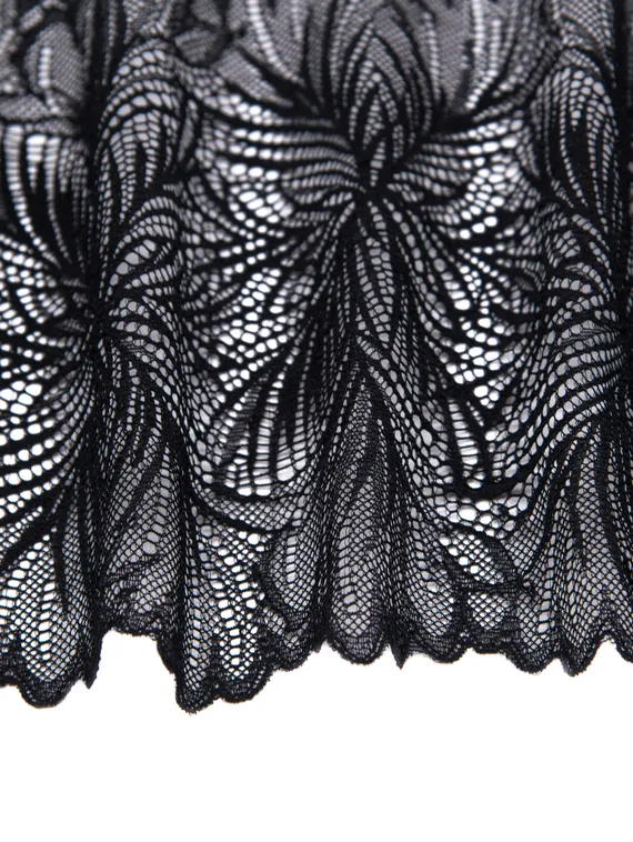 1079 ОПТ Кружево эластичное 19 см, Италия, мандала, черный