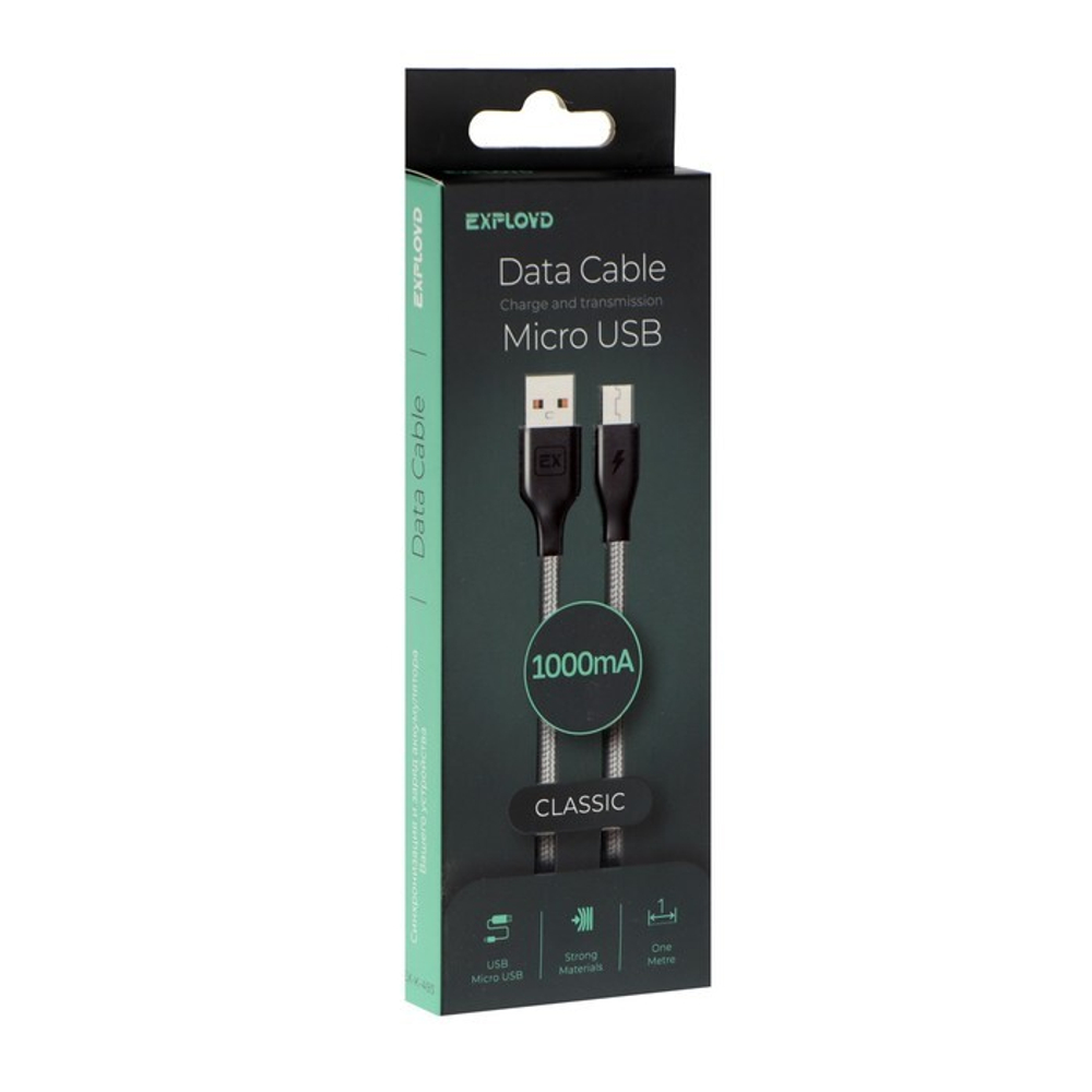 Кабель USB microUSB чёрный 1м Exployd EX-K-1271