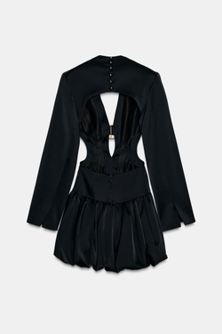 ZARA МИНИ-ПЛАТЬЕ-БАЛЛОН, ЧЕРНЫЙ