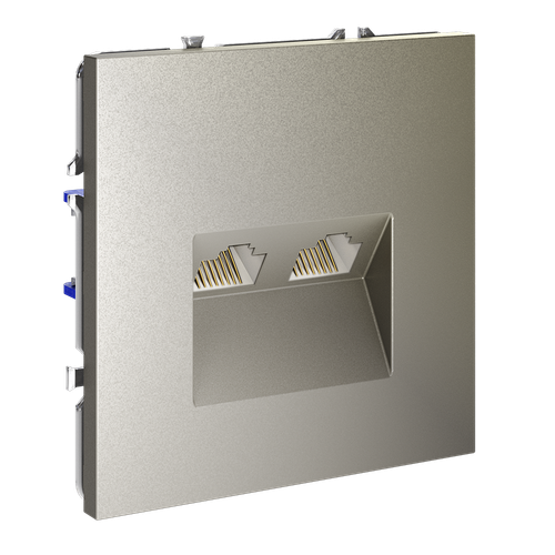 Розетка компьютерная встраиваемая VOLTUM S70 двойная RJ45+RJ45 кат.6, (шелк)