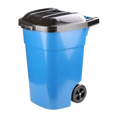 Бак 65л. на колёсах универсальный серый (крышка синияя/салатовая)