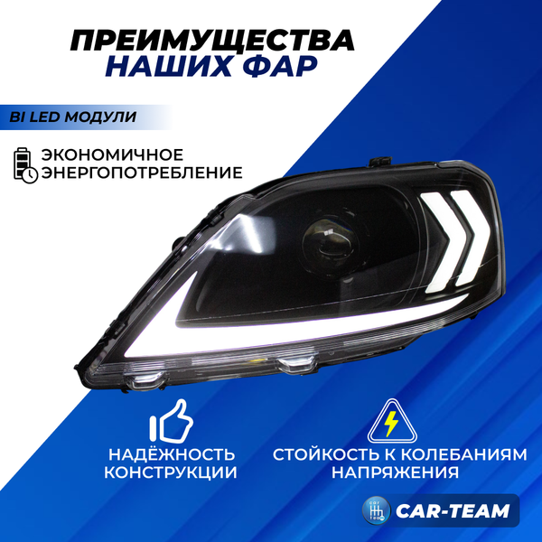 Фары Лада Ларгус передние в стиле Lexus с Bi LED модулями 2,5 дюйма + ДХО с плавающими поворотниками, черная маска (Китай)