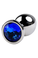 Анальная втулка с кристаллом Medium синий 8 см