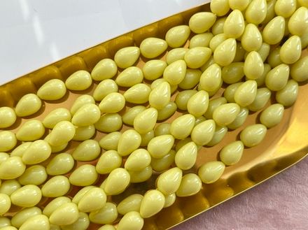 Нить бусин для украшений Капля 9,5х13,5мм, "Майорка-Светлая олива" (имитация)