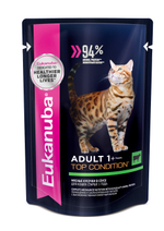 Eukanuba Adult Top Condition влажный рацион с говядиной в соусе для взрослых кошек 85г