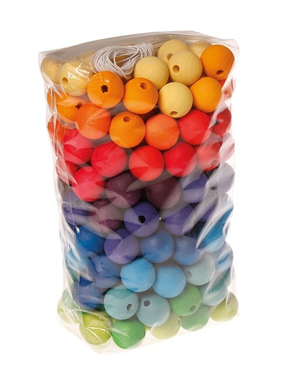 Деревянная шнуровка "Радужные бусы, диаметр 2 см", 180 деталей