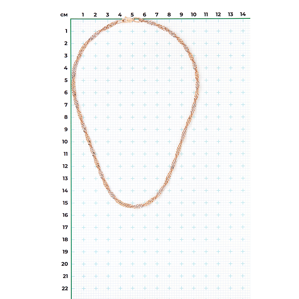 Цепь из красного золота с алмазной гранью (плетение «Сингапур»)