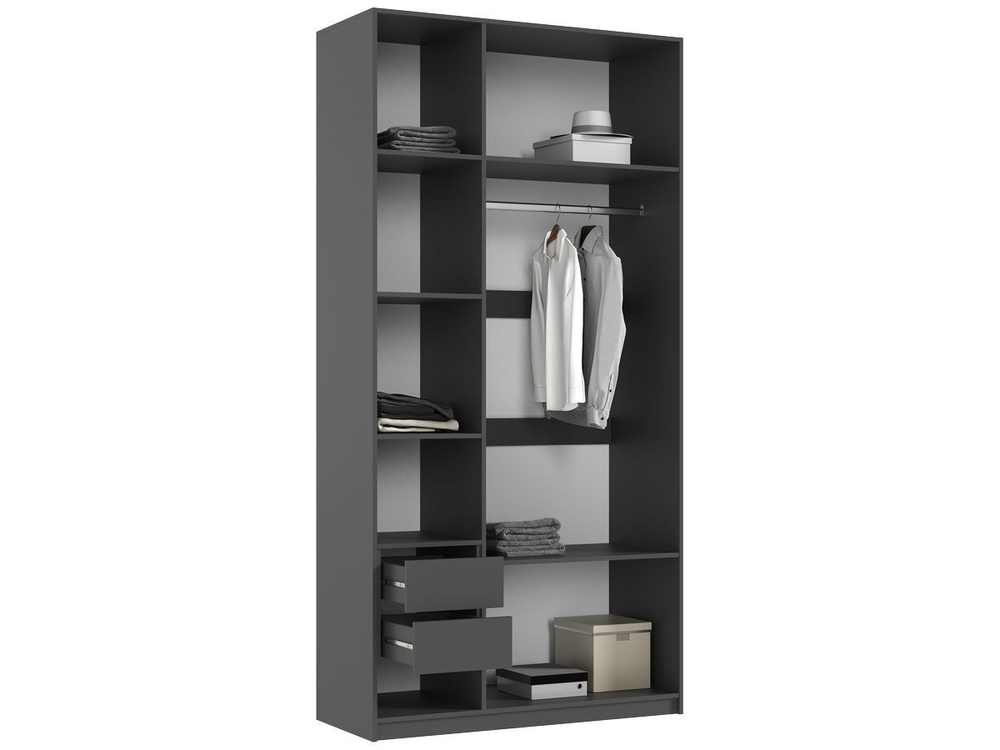 Шкаф для одежды распашной с полками и штангой 3 створки Браш Вайт/Дуб Крафт 120х 51х 240 см