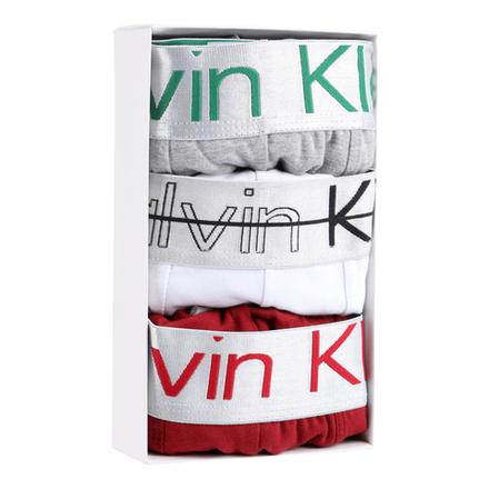 Мужские трусы боксеры набор 3в1 (серые, белые, бордовые) Calvin Klein
