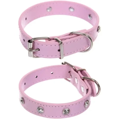 Ошейник для собак и кошек со стразами «На стиле», цвет пудровый, 2см, размер XS, 20*25см (лейбл)