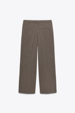 ZARA БРЮКИ-БОКСЕРЫ С КОНТРАСТНОЙ ДЕТАЛЬЮ, СЕРО-КОРИЧНЕВЫЙ