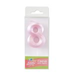 Свеча Цифра, 8 Грани, Розовый, Перламутр, 4,2*6 см, 1 шт. с держат.