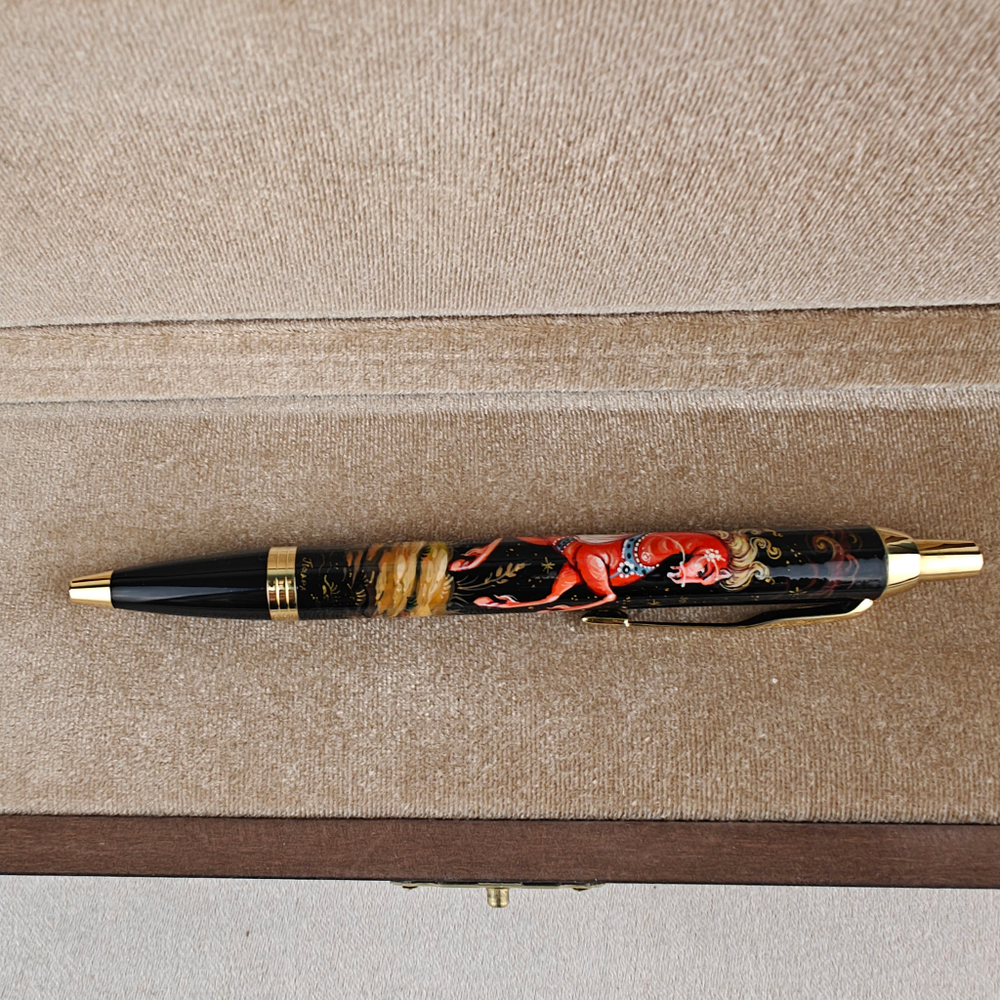 Ручка шариковая Parker "Сказочный конь" красный с ручной росписью в футляре