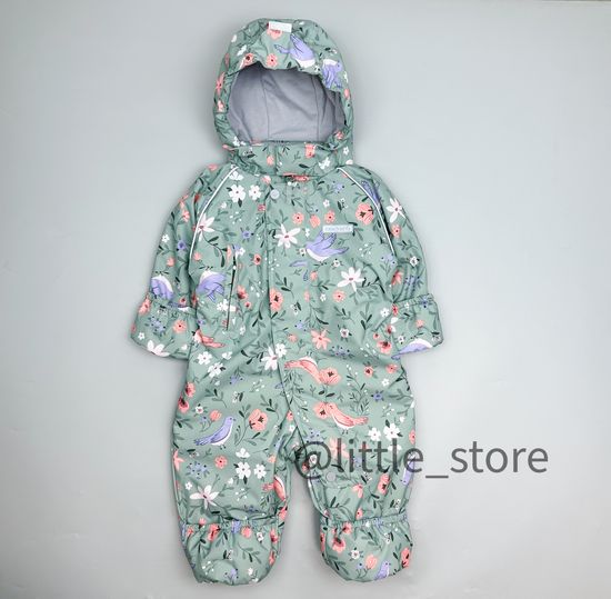 Комбинезон демисезонный "Цветущий сад" морозный зеленый