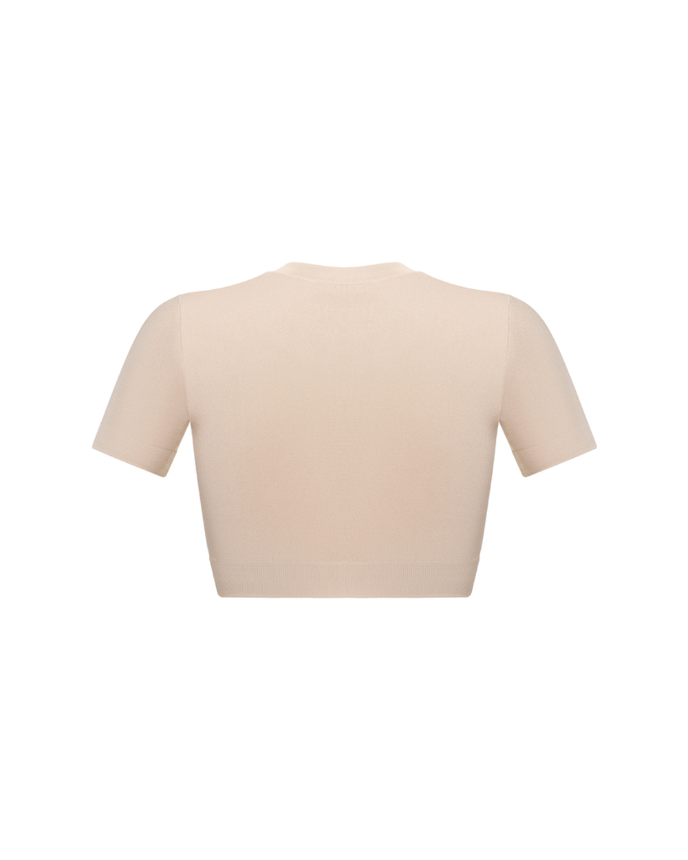 Бесшовный бежевый кроп топ с коротким рукавом