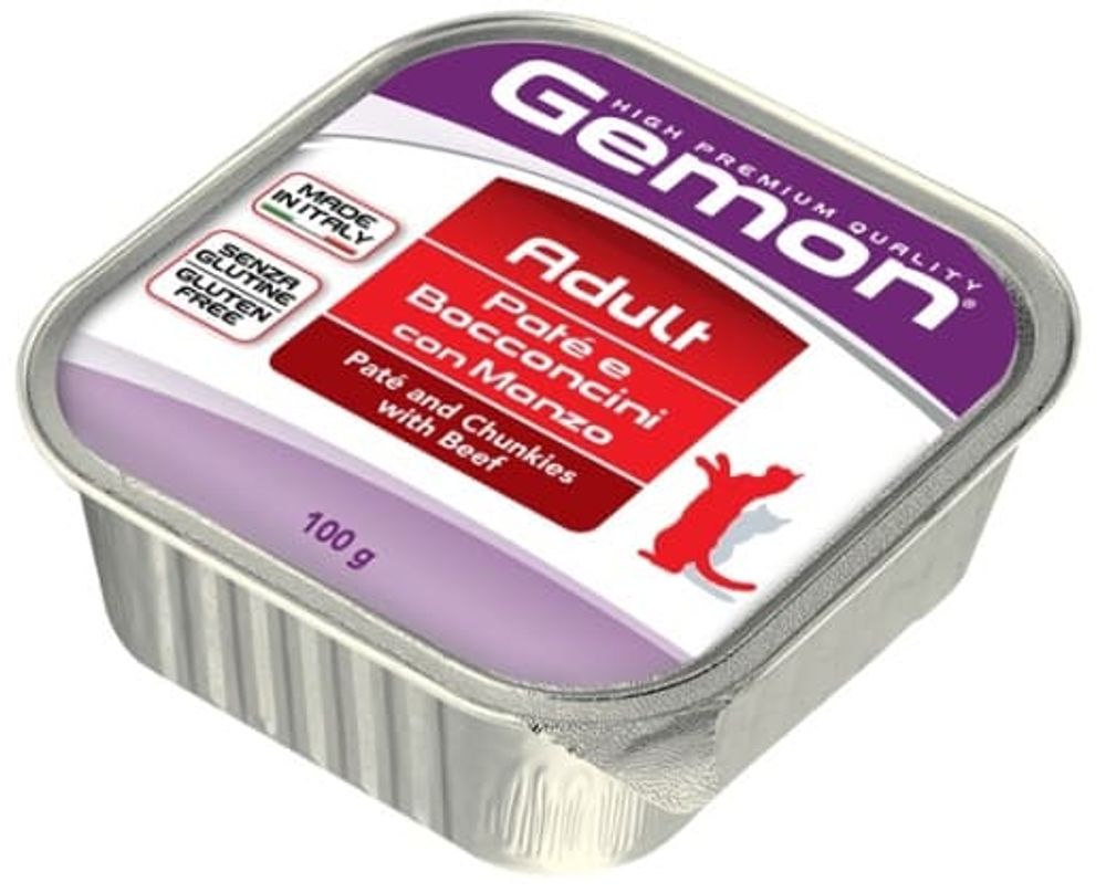 Gemon 100г Cat консервы для кошек паштет с кусочками говядины Gemon 100г Cat консервы для кошек паштет с кусочками говядины