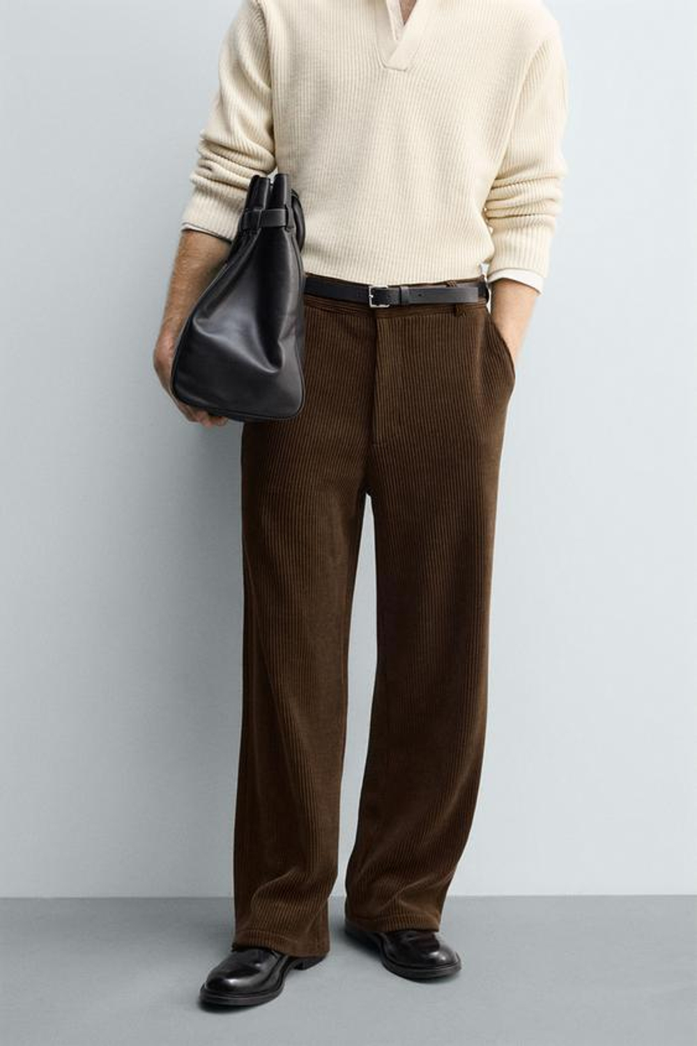 ZARA ВЕЛЬВЕТОВЫЕ БРЮКИ СВОБОДНОГО КРОЯ, КОРИЧНЕВЫЙ