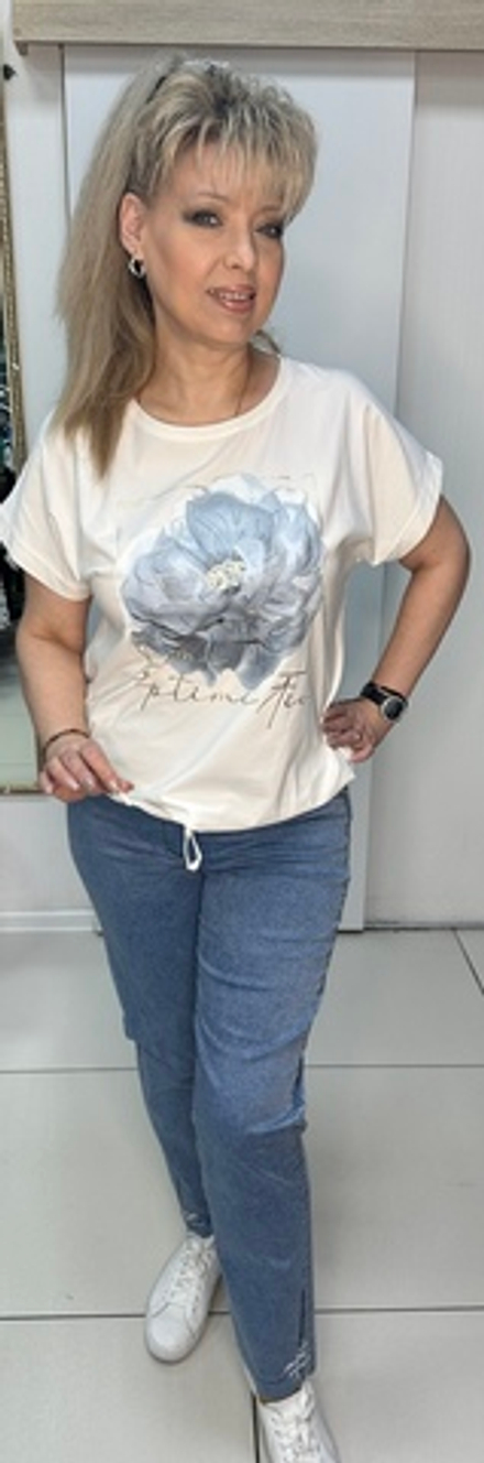 Синие джинсы на резинке и без застежки