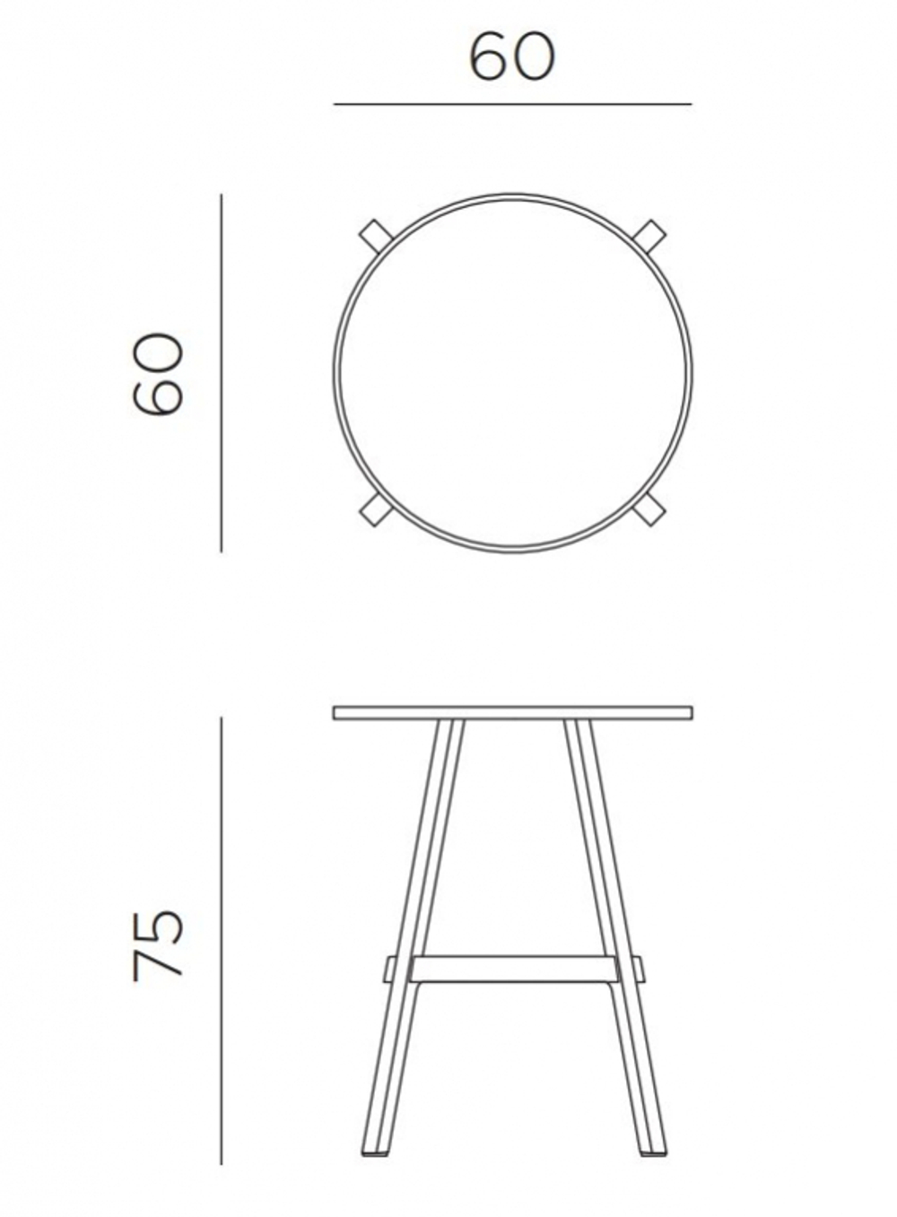 Стол пластиковый обеденный Nardi Combo 60, гипс