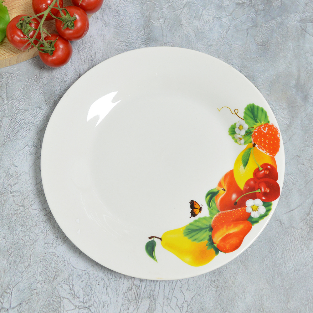 Тарелка мелкая 20,5см Фруктовый микс (эконом) (84768)