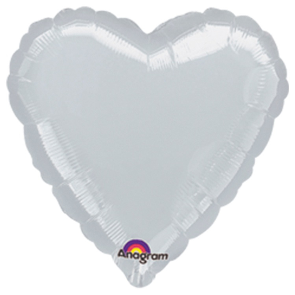 Шар фольгированный Сердце 43 см (Серебряный)