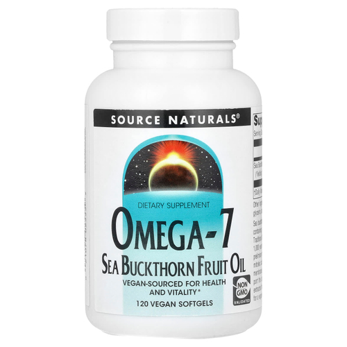 Source Naturals, омега-7, масло плодов облепихи, 500 мг, 120 веганских капсул