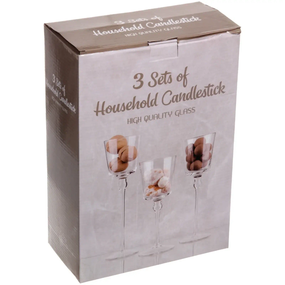 Подсвечники в наборе 3шт «Crystal» 7,5*20,23,26см