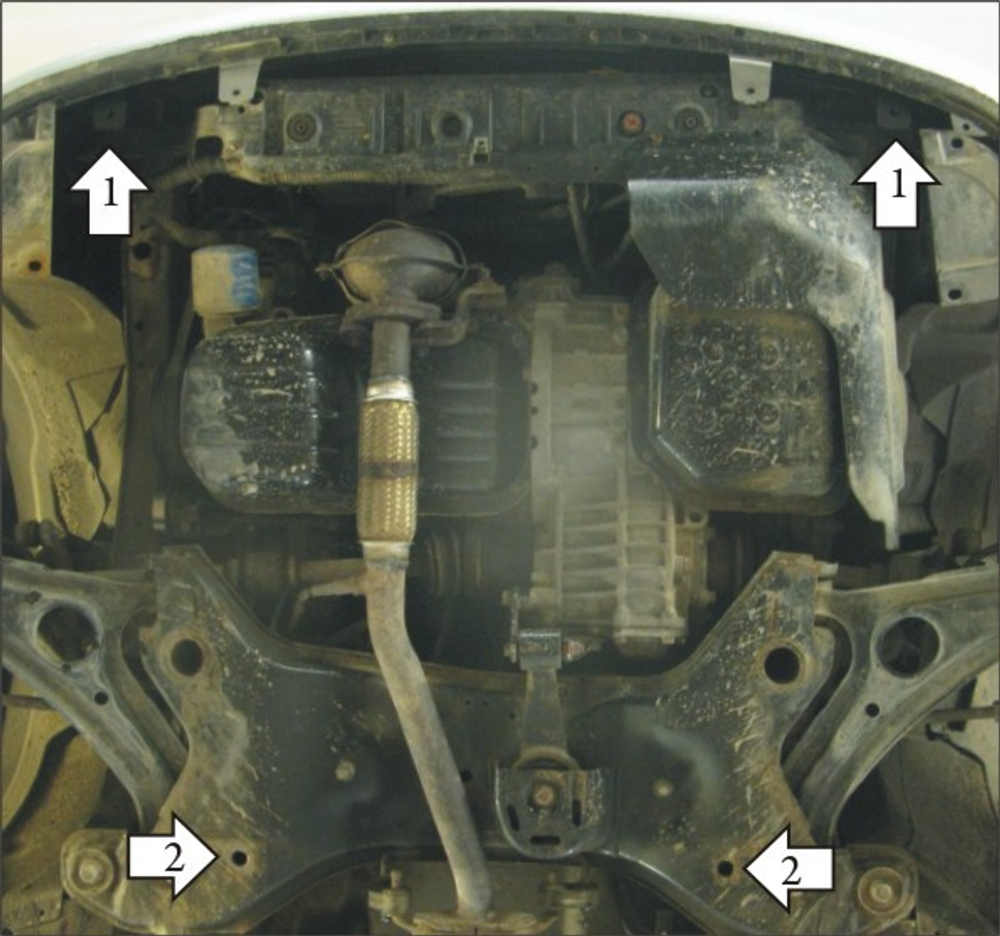 Усиленная защита Motodor картера двигателя, кпп. 2 мм, сталь. для Hyundai Getz 2005-2009,Hyundai Getz 2002-2005 арт.00909