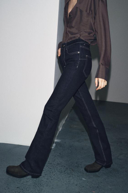 ZARA ДЖИНСЫ BOOTCUT С ВЫСОКОЙ ПОСАДКОЙ — ZW COLLECTION, СИНИЙ