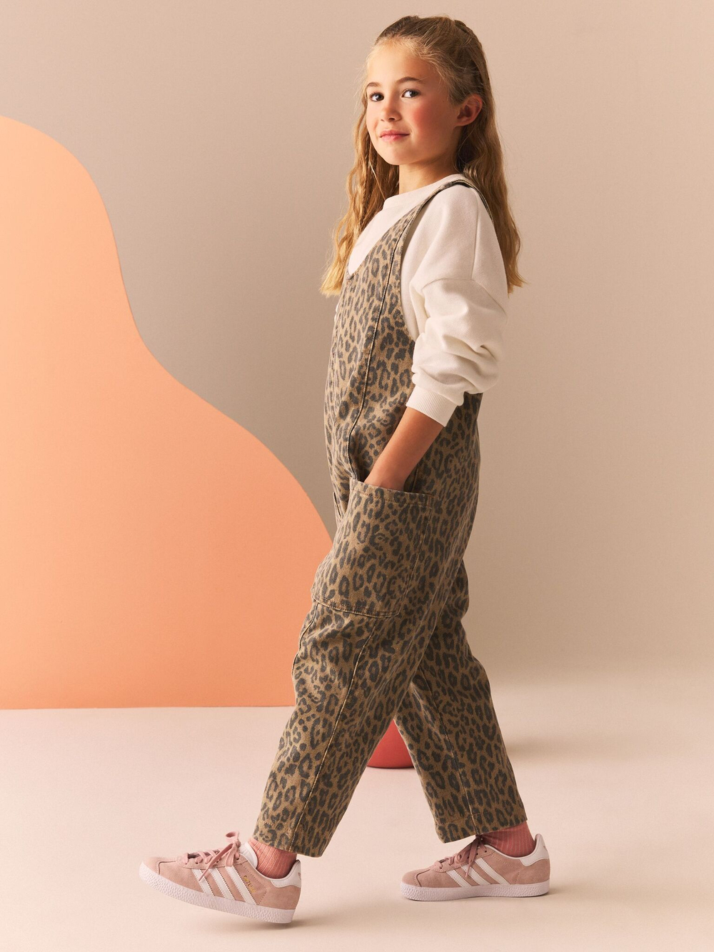 Комбинезон джинсовый для девочки Next N95-130, Коричневый, Бежевый