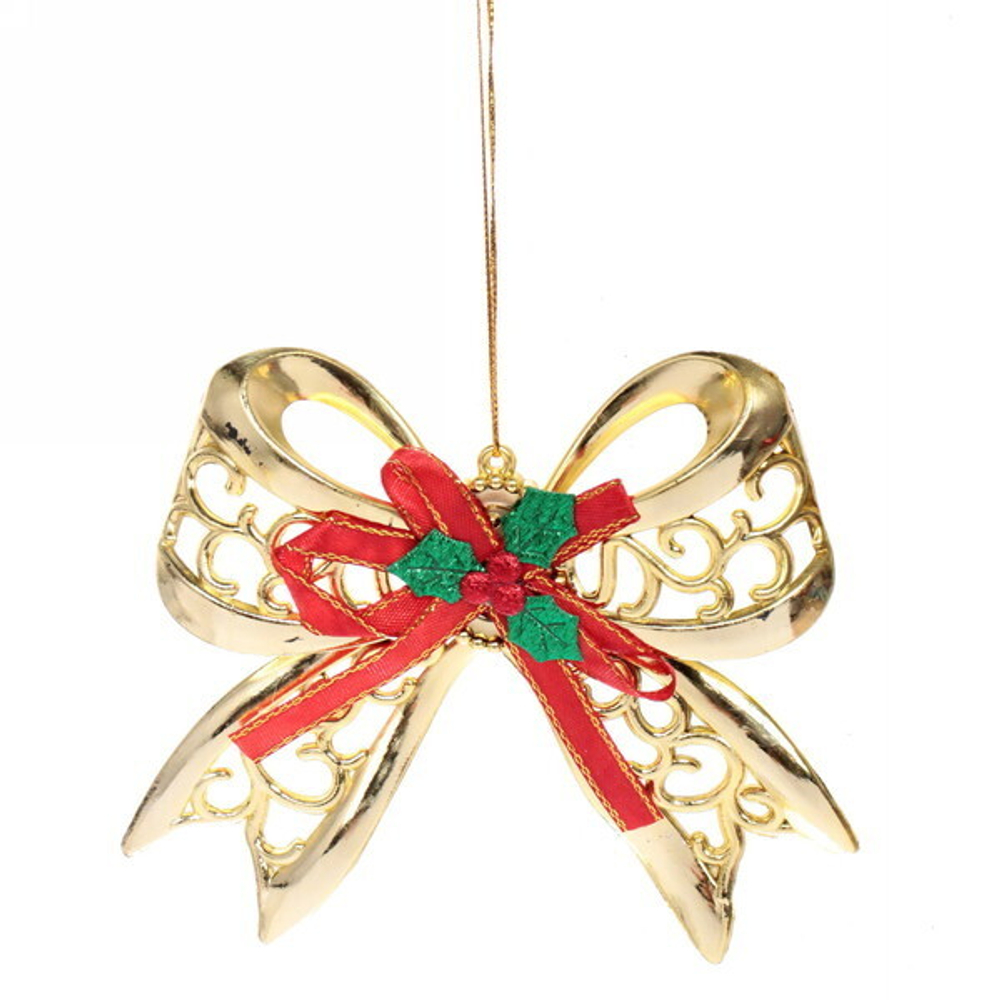 Украшение новогоднее «Сказочный бант» 10*12 см, Золото