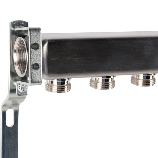 Коллектор Rommer 1"x3/4" на 12 контуров для радиаторной разводки (нерж. сталь) RMS-4401-000012