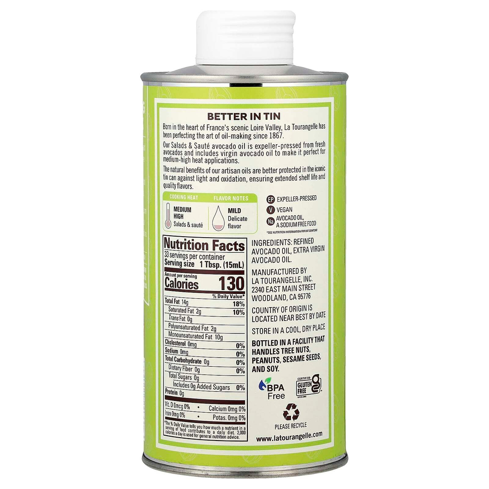 La Tourangelle, масло авокадо для салатов и соте, 500 мл (16,9 жидк. унции)