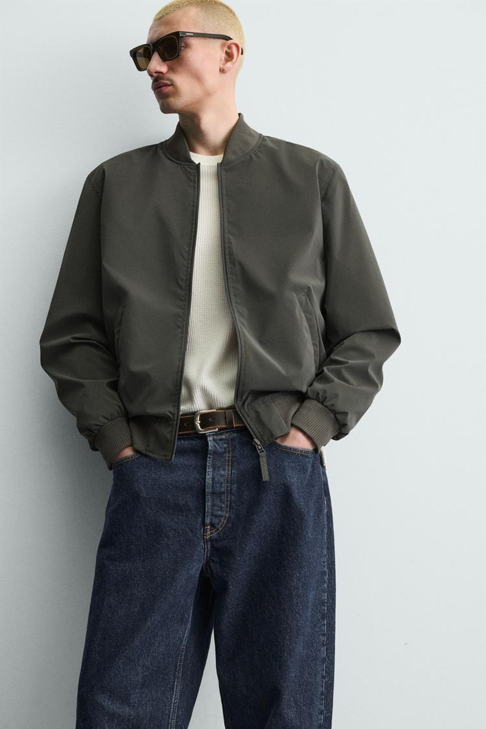 ZARA БОМБЕР ИЗ ВЫСОКОТЕХНОЛОГИЧНОЙ ТКАНИ, ЗЕЛЕНЫЙ/СЕРЫЙ