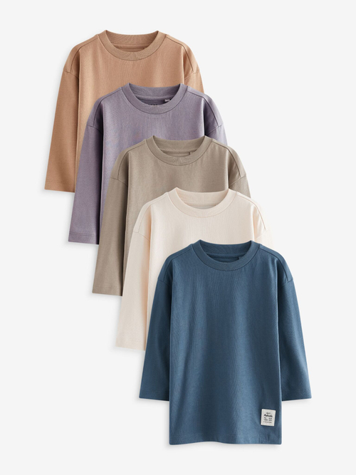 Лонгслив для мальчика Next 642-811, 5 шт., Синий, Бежевый, Серый