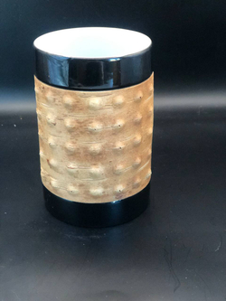 Кружка большая фарфоровая без ручки с берестой. Коллекция Dots (Пупырышки или Точки)