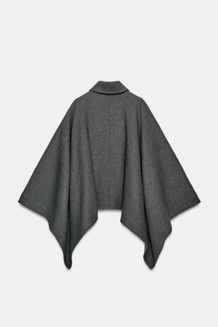 ZARA НАКИДКА ИЗ ШЕРСТИ ZW COLLECTION LIMITED EDITION, ТЕМНО-СЕРЫЙ