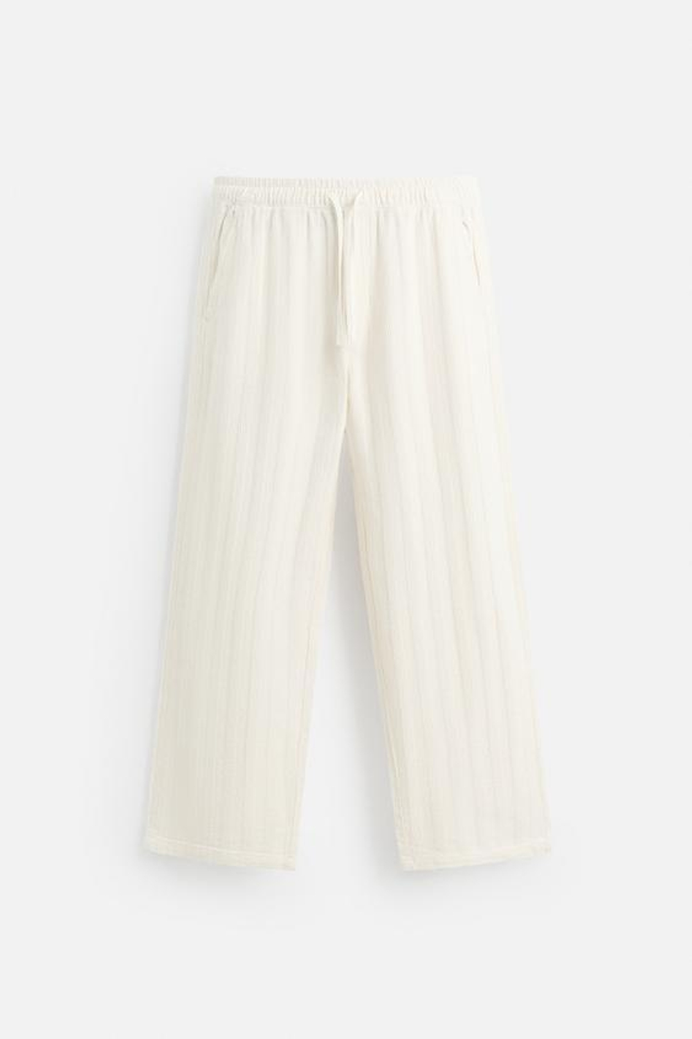 ZARA ЖАККАРДОВЫЕ БРЮКИ RELAXED FIT, ЭКРЮ