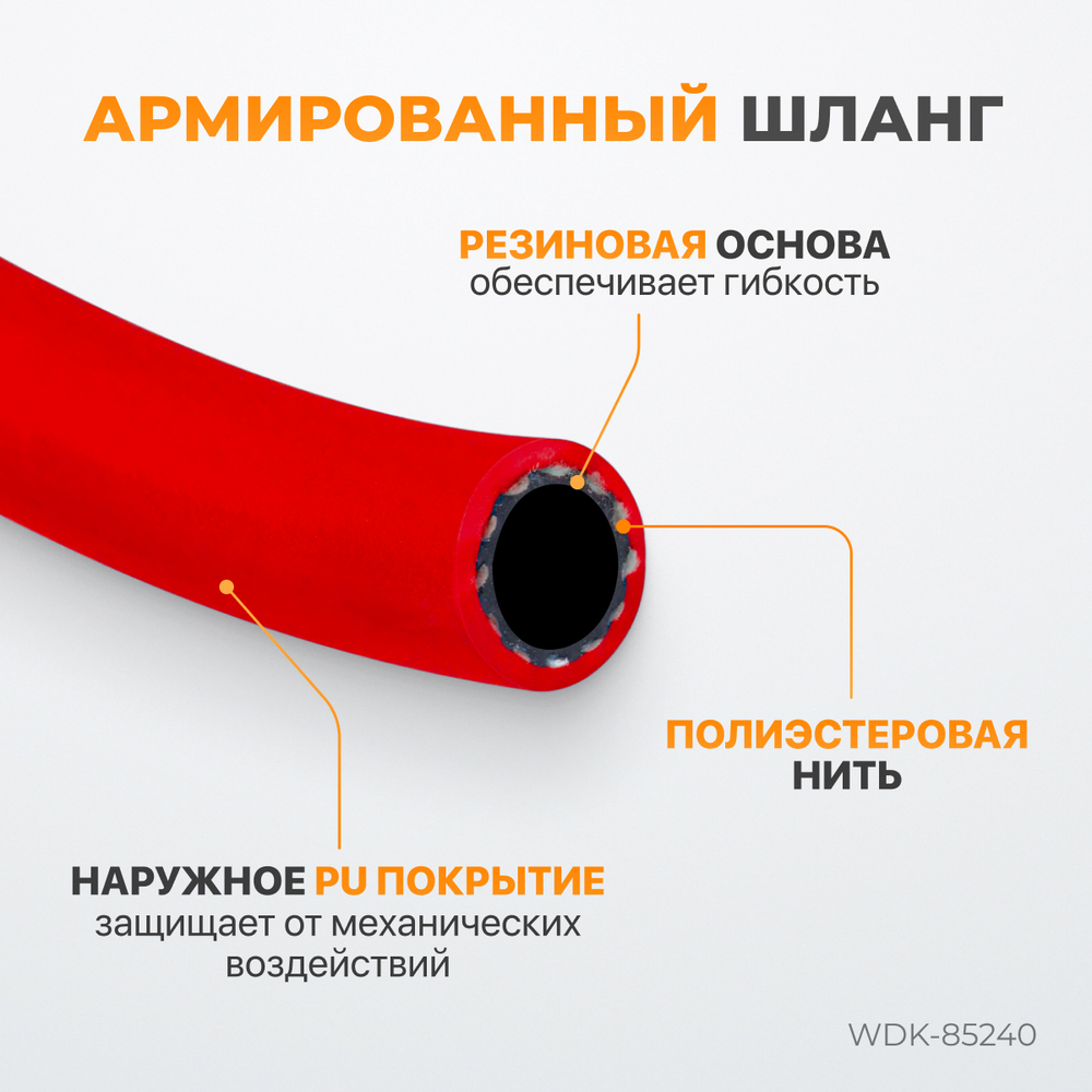 WDK-85240 Пневматический шланг в катушке, 15+1 м