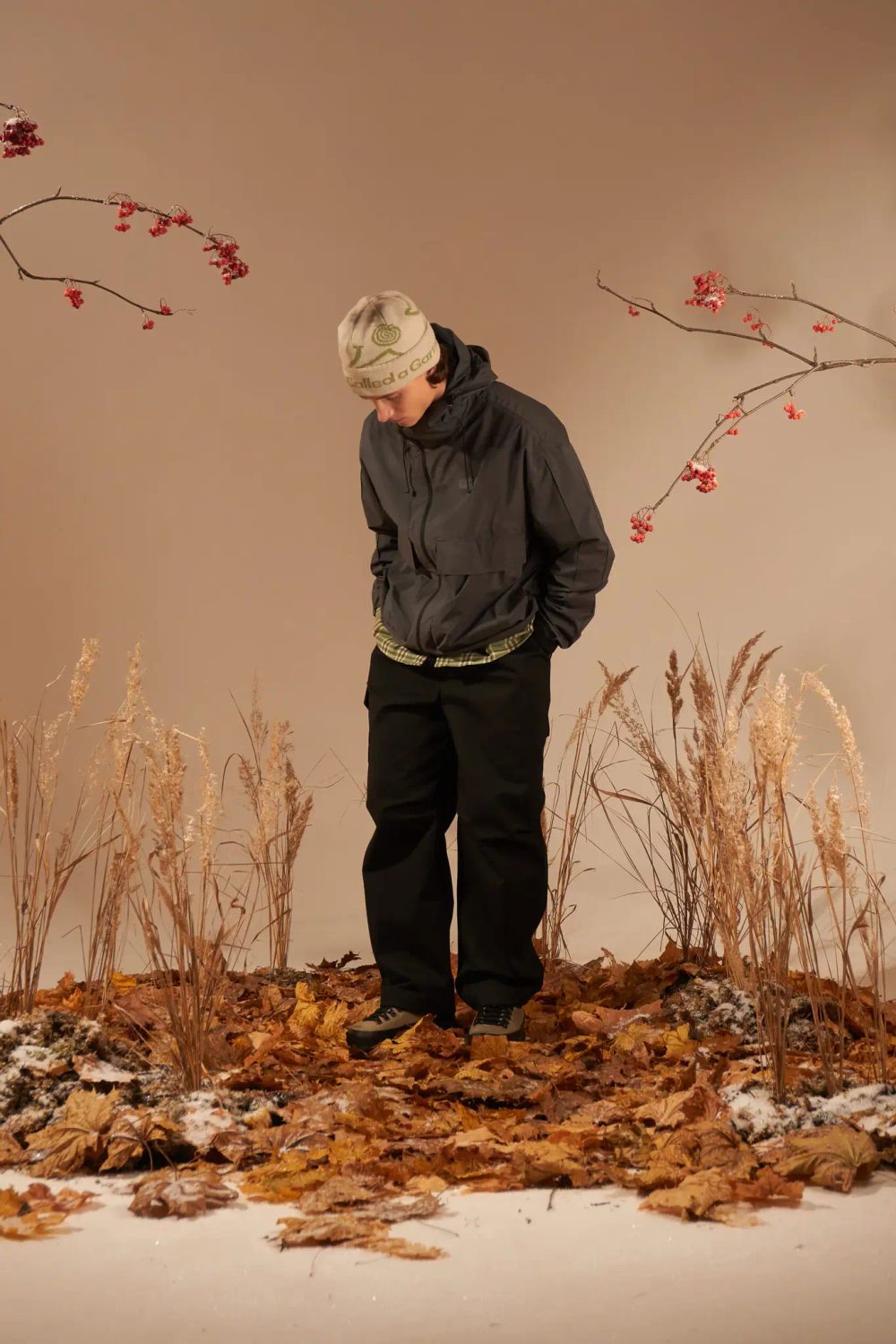 Шапка Called a Garment Pathway Logo Beanie молочный / зеленое яблоко