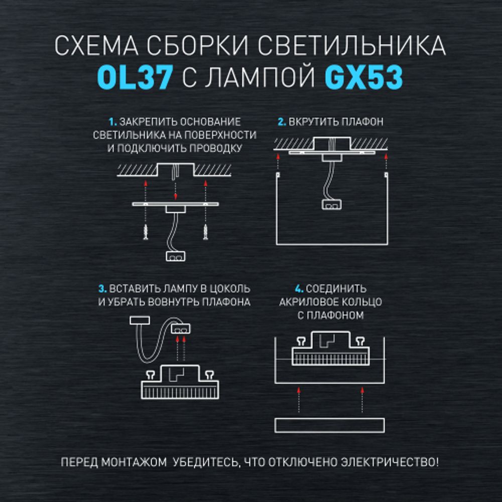 Светильник настенно-потолочный спот ЭРА OL37 BK под GX53 IP20 черный