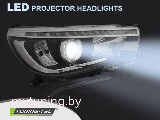 Передние фары LED PROJECTOR TRUE DRL BLACK для Toyota Hilux