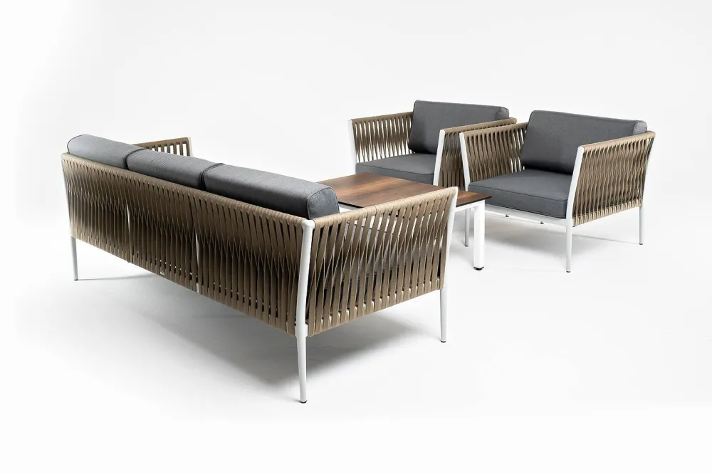 "Касабланка" лаунж-зона плетеная из роупа 5-местная, цвет серый