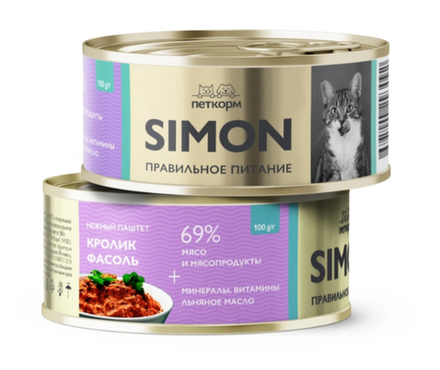 Simon паштет д/кошек с Кроликом и фасолью, 100гр
