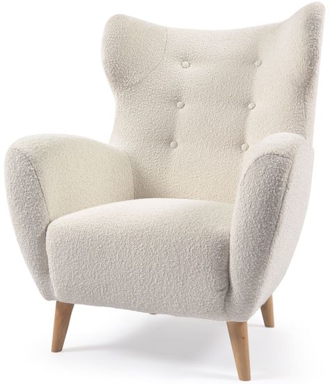 Patio Кресло из белого флиса с ножками из натурального каучука Испания