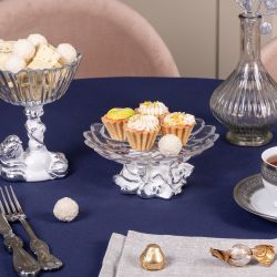 Фруктовница Орхидея Лайм Белая с чашей из стекла