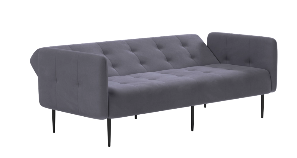 Monaco диван-кровать прямой с подлокотниками, трехместный, бархат серый 27